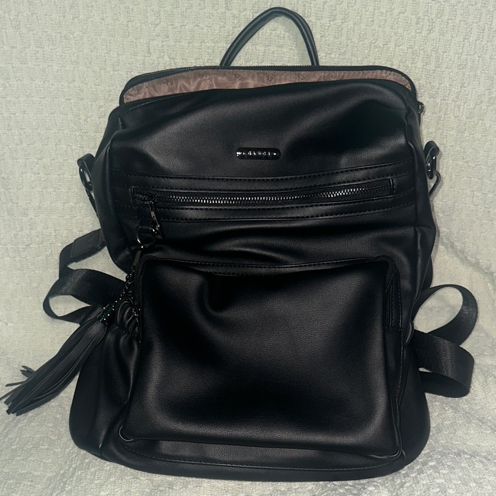 Fauxleather Sleek Black Backpack